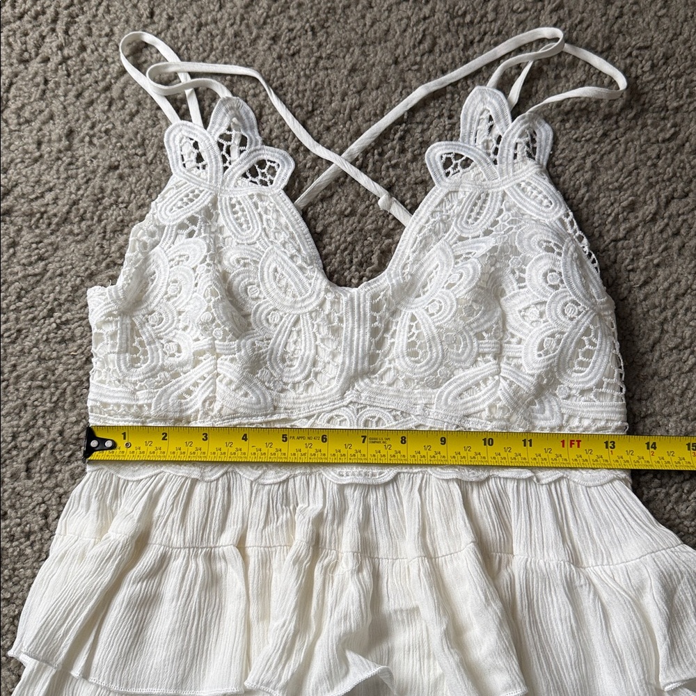 MAIN STRIP White Crocheted Lace Cami Babydoll Tank; size medium - Picture 4 of 6